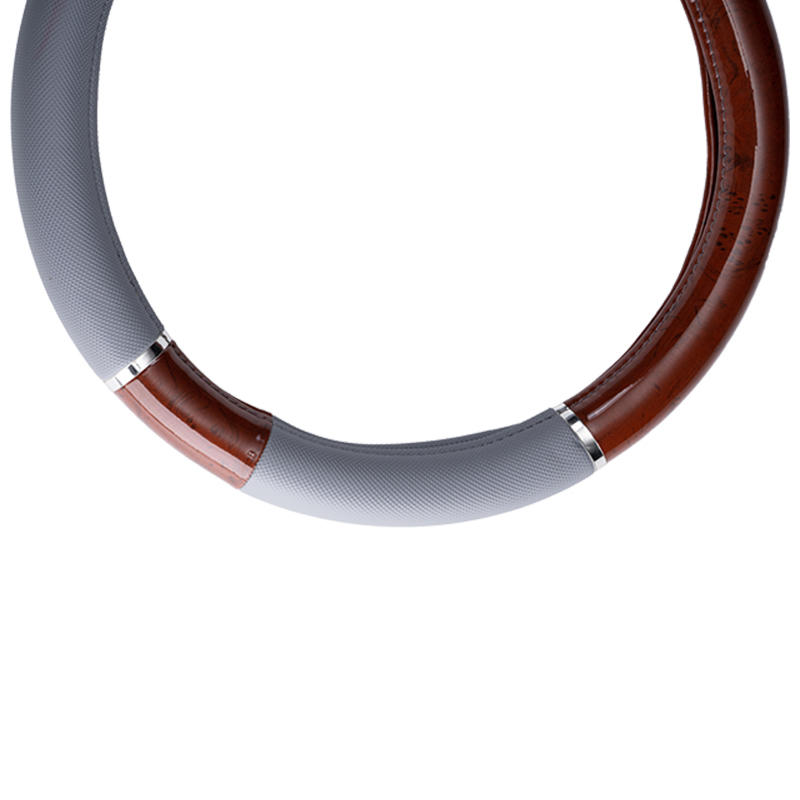 Wood Grain and Leather Comfort Steering Wheel Cover