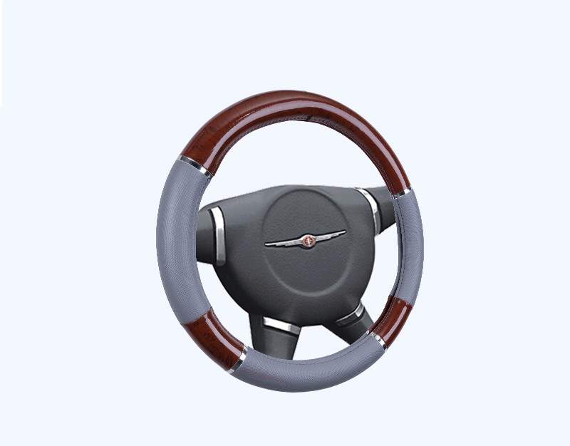 Wood Grain and Leather Comfort Steering Wheel Cover